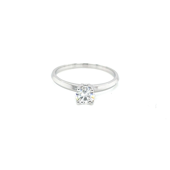 0.5ct Round Four Prong Peak Accent Solitaire Charles & Colvard Forever Brilliant Moissanite Ring 14K White Gold