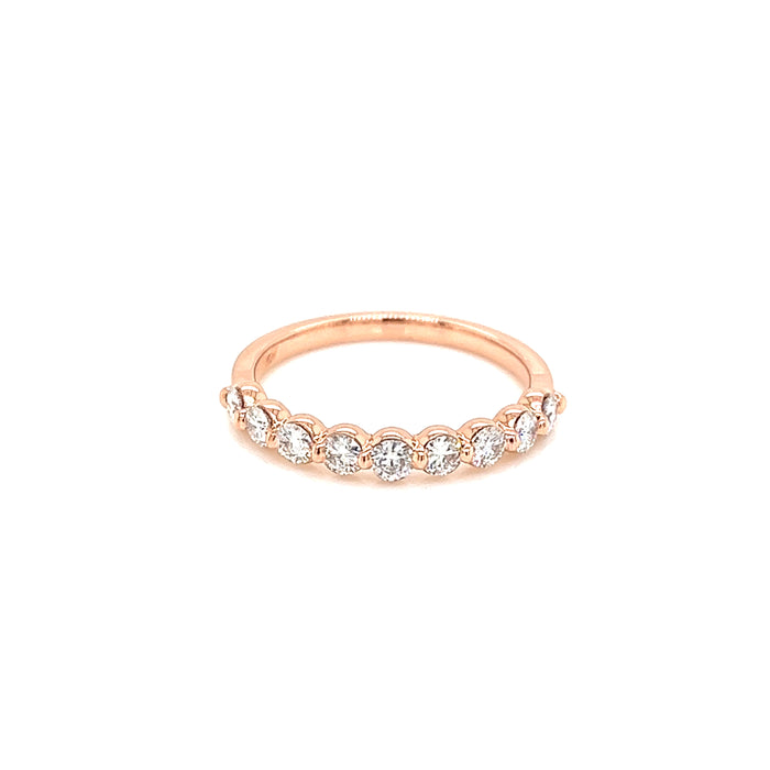 0.55ct Single Prong Minimal Charles and Colvard Round Forever Brilliant Moissanite Wedding Band 14K Rose Gold