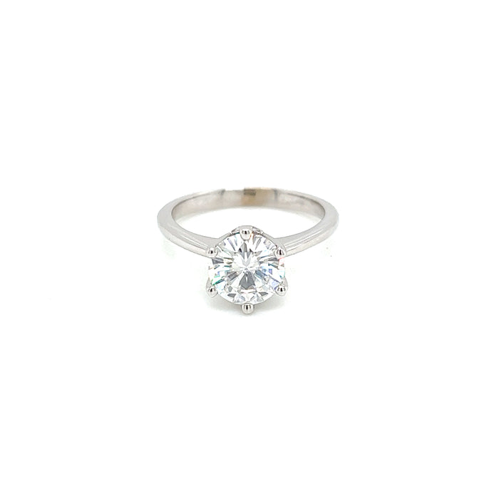 1.50ct Round Six Crown Prong Solitaire Charles & Colvard Forever One Moissanite Ring 14K White Gold