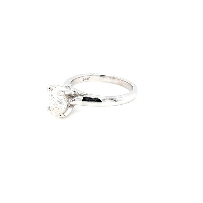 1.5ct Oval Four Prong Cathedral Shank Solitaire Charles & Colvard Forever Brilliant Moissanite Ring 14K White Gold