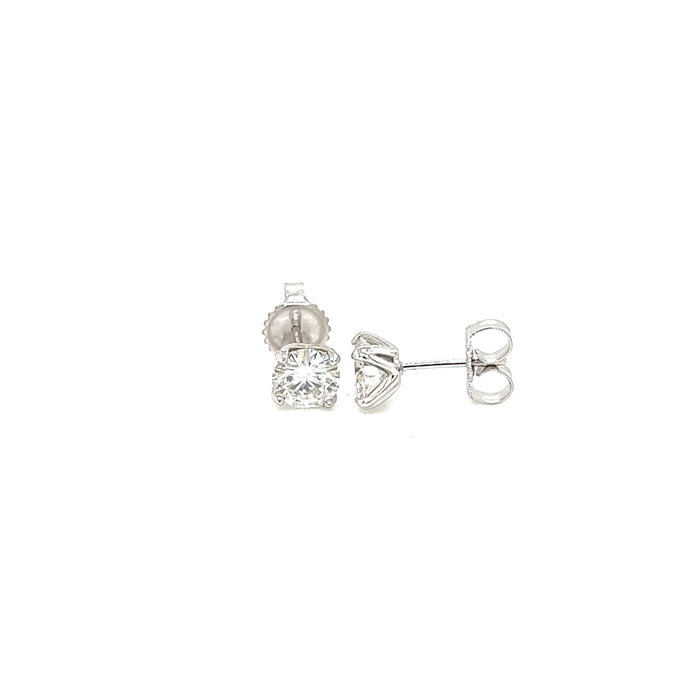 1.5cttw Round Four Prong Martini Style Charles and Colvard Forever Brilliant Moissanite Studs 14K White Gold