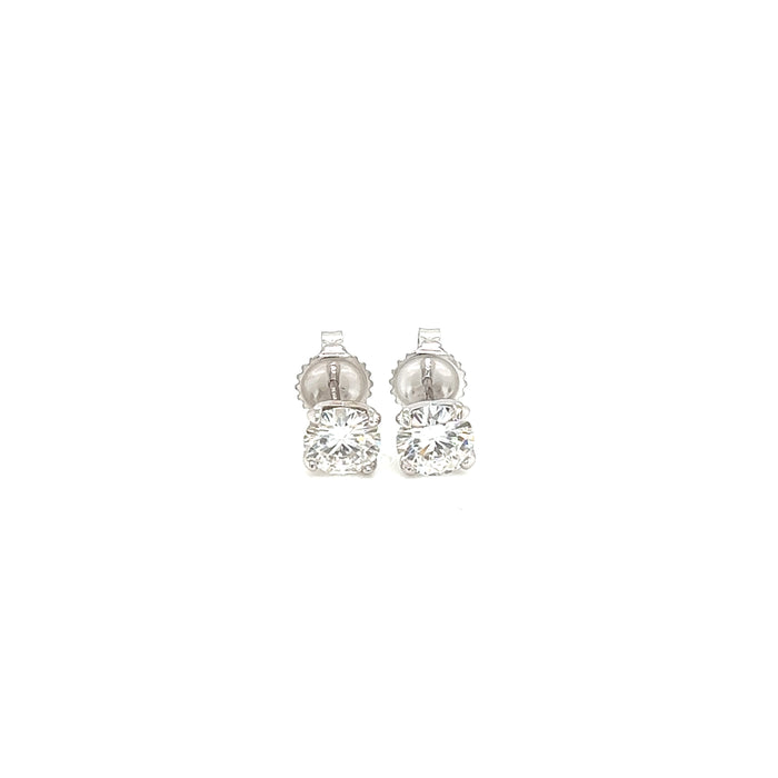 1.5cttw Round Four Prong Martini Style Charles and Colvard Forever Brilliant Moissanite Studs 14K White Gold