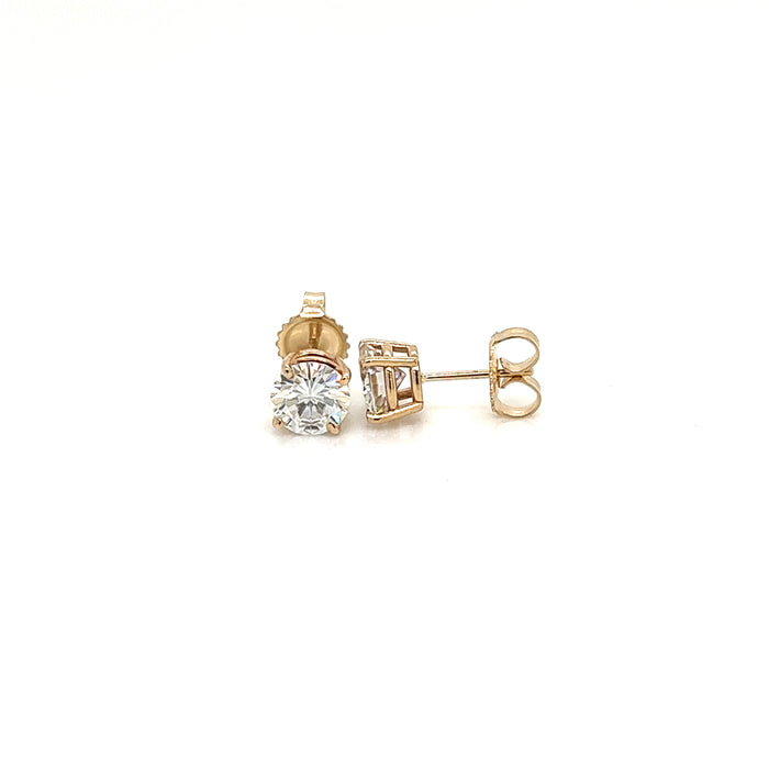 2.0cttw Round Four Prong Wire Basket Charles and Colvard Forever Brilliant Moissanite Studs 14K Yellow Gold