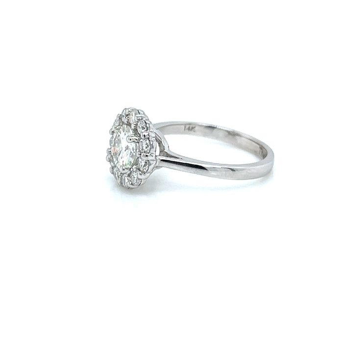 1.44cttw Round Moissanite Cushion Halo Cathedral Shank Pavé Charles & Colvard Forever Brilliant Engagement Ring