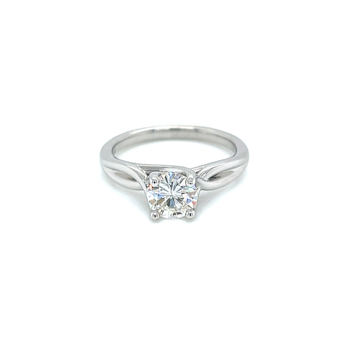 6.50ct Round Four Prong Intertwining Shank Solitaire Charles & Colvard Forever Brilliant Moissanite Ring 14K White Gold