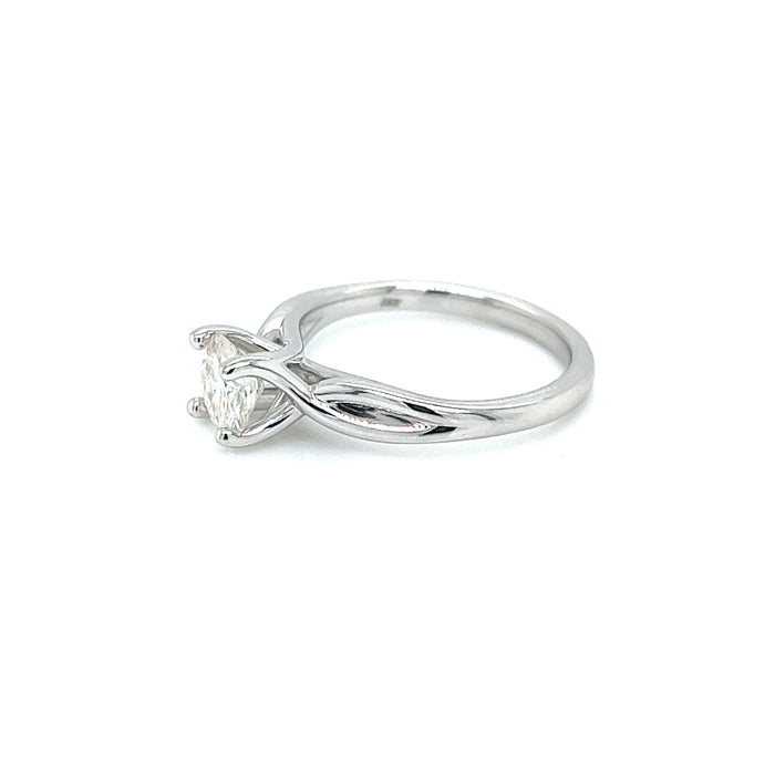 6.50ct Round Four Prong Intertwining Shank Solitaire Charles & Colvard Forever Brilliant Moissanite Ring 14K White Gold