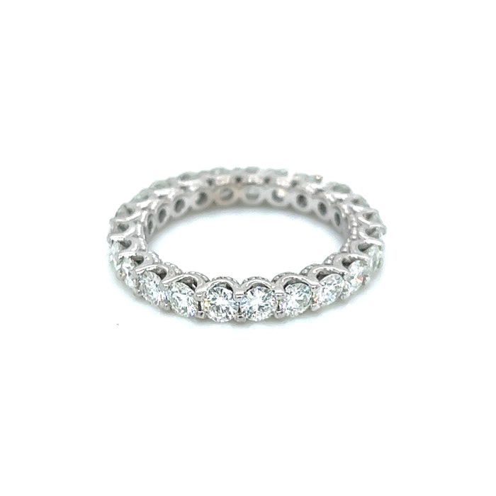 2.30cttw Shared U Prong Milgrain Detailed Moissanite 14K White Gold Eternity Band