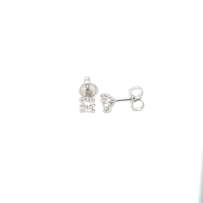 1.0cttw Round Four Prong Martini Style Charles and Colvard Forever Brilliant Moissanite Studs 14K White Gold