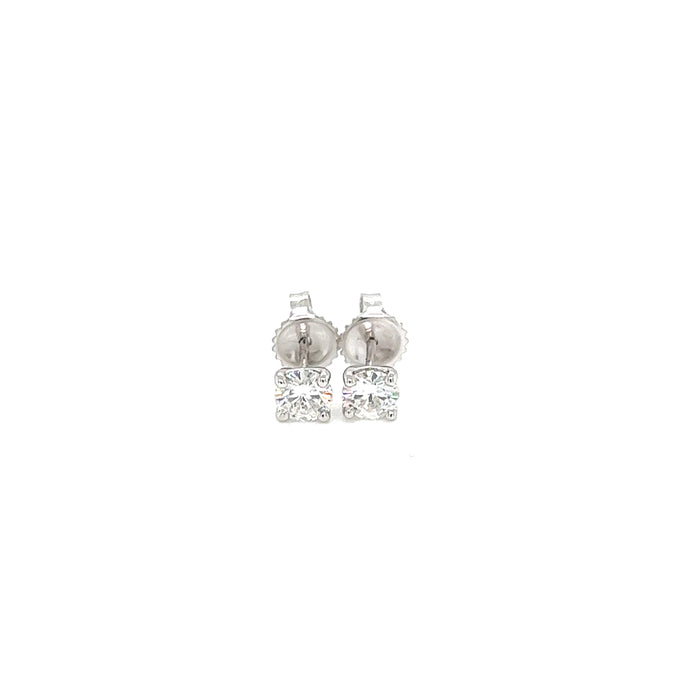 1.0cttw Round Four Prong Martini Style Charles and Colvard Forever Brilliant Moissanite Studs 14K White Gold