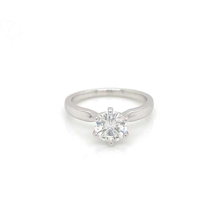 0.75ct Six Prong Solitaire Charles & Colvard Forever One Moissanite Ring 14K White Gold