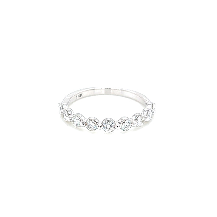 0.55ct Single Prong Minimal Charles and Colvard Round Forever Brilliant Moissanite Wedding Band 14K White Gold