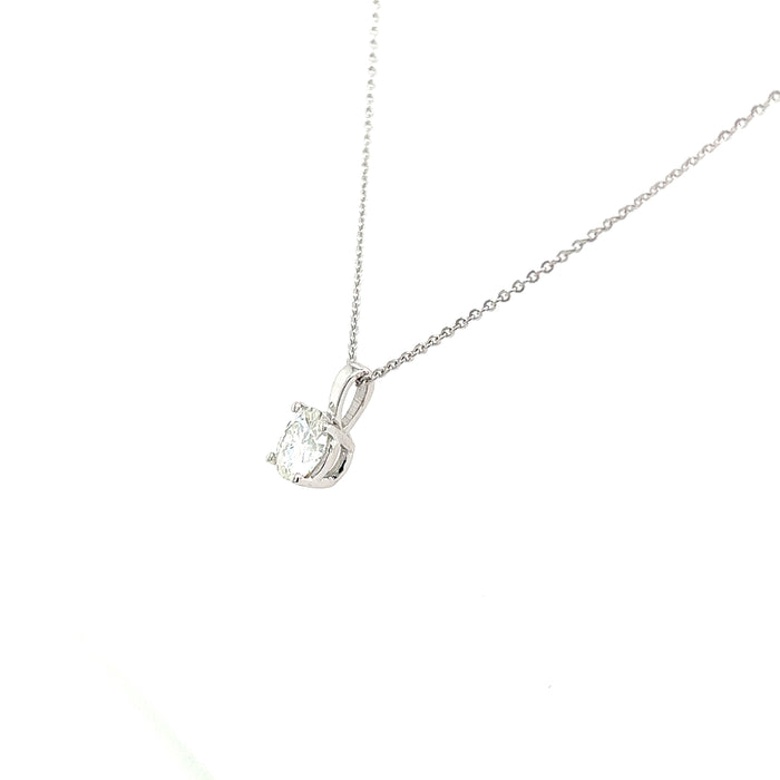 0.50ct Round Four Prong Solitaire Charles & Colvard Forever Brilliant Moissanite Pendant 14K White Gold with Chain