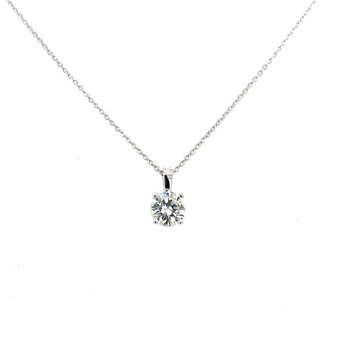 0.50ct Round Four Prong Solitaire Charles & Colvard Forever Brilliant Moissanite Pendant 14K White Gold with Chain