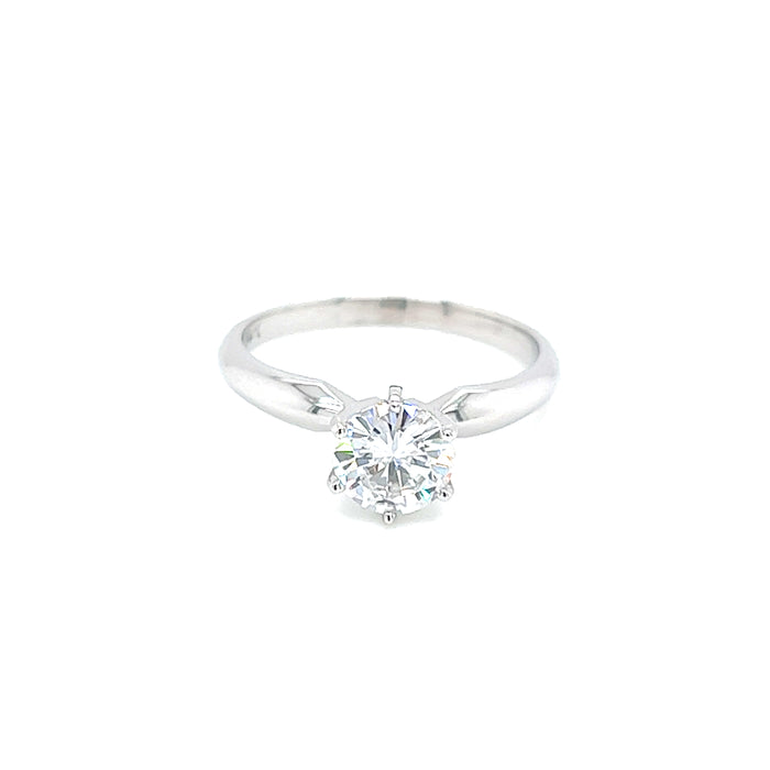 0.75ct Round Six Prong Solitaire Charles & Colvard Forever Brilliant Moissanite Ring 14K White Gold