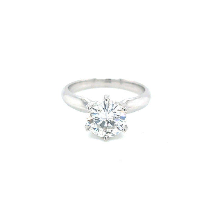 1.9ct Round Six Prong Solitaire Charles & Colvard Forever One Moissanite Ring 14K White Gold