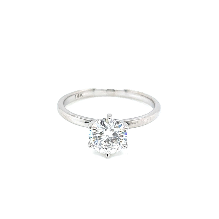 1.00ct Round Six Prong Solitaire Charles & Colvard Forever Brilliant Moissanite Ring 14K White Gold