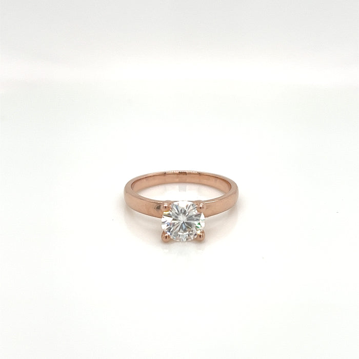 1.0ct Four Prong Solitaire Charles & Colvard Forever Brilliant Moissanite Ring 14K Rose Gold