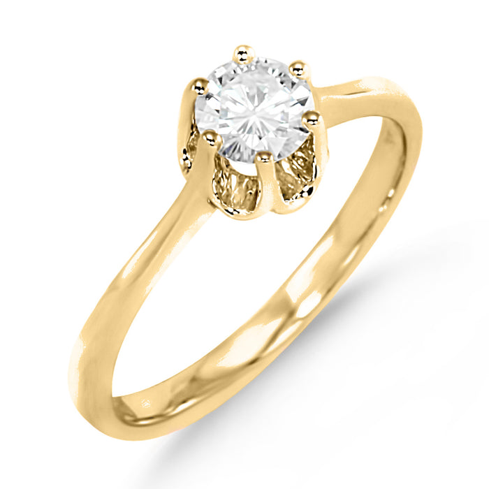 0.5ct Six Prong Antique Solitaire Charles & Colvard Forever Brilliant Moissanite Ring 14K Yellow Gold